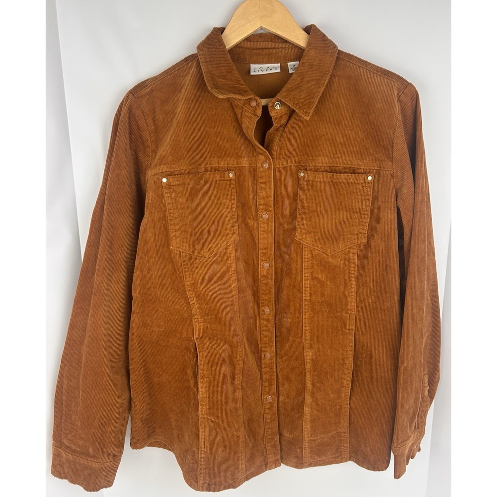Joan Rivers snap front  women' LS Rust color Corduroy Shirt/Shacket, size M